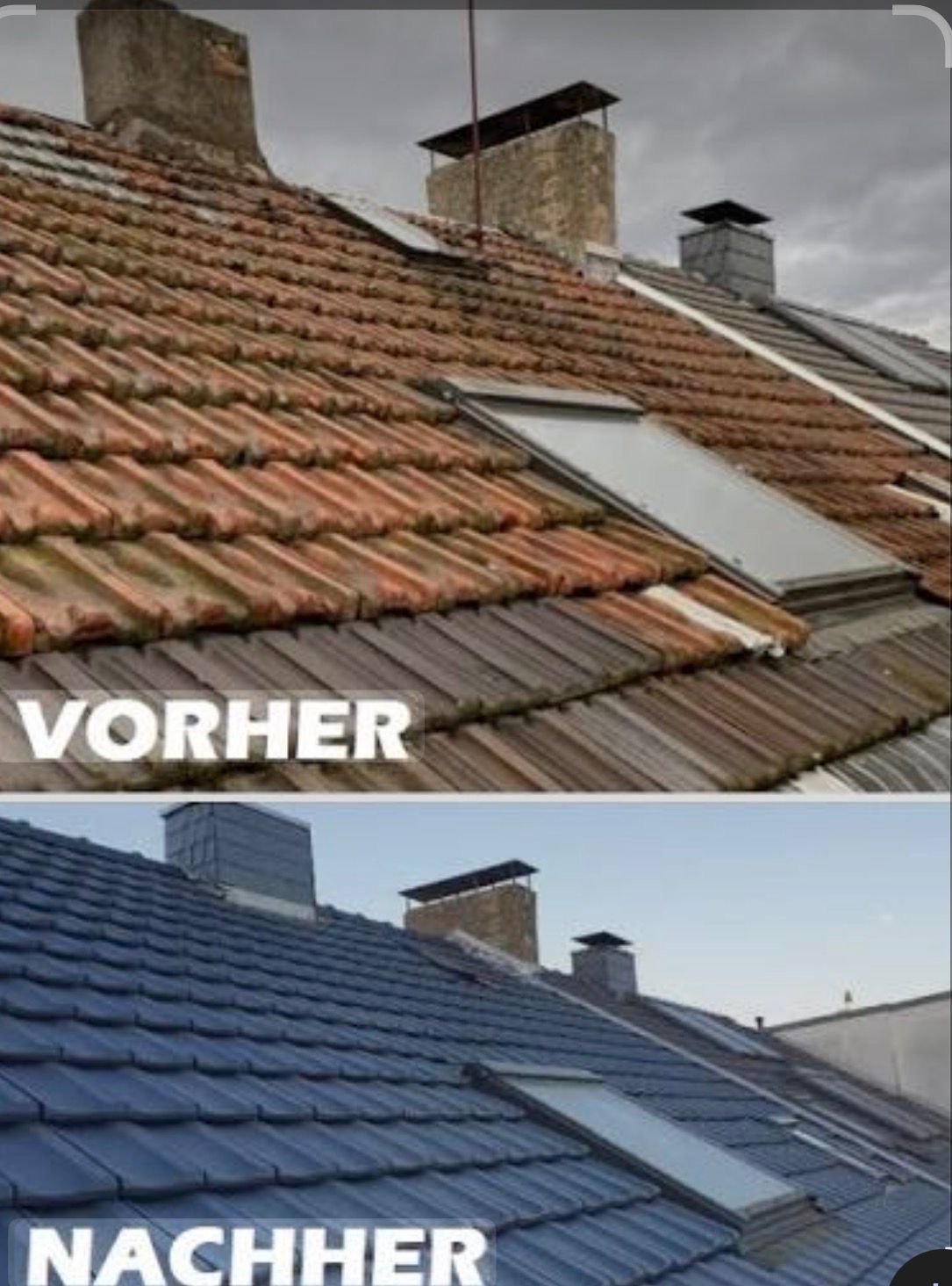 Gereinigte Dachfläche