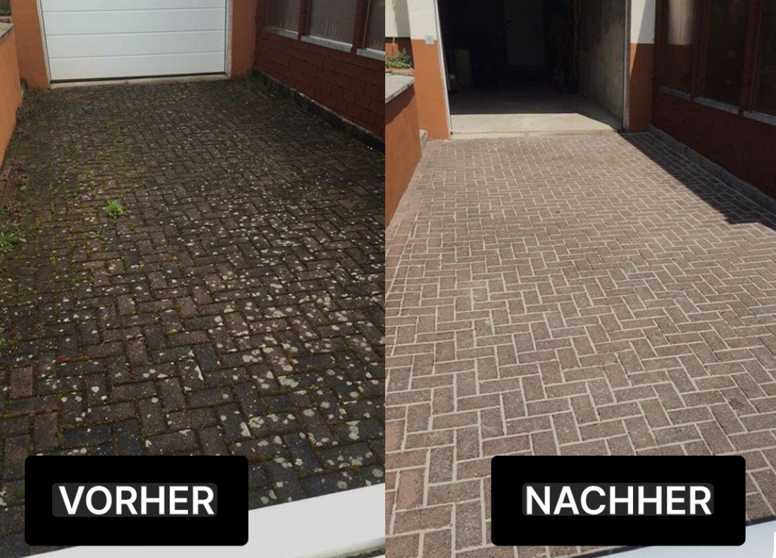 Vorher-Nachher-Bild einer Außenfläche